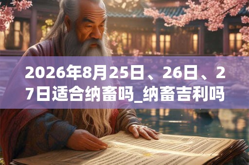 2026年8月25日、26日、27日适合纳畜吗_纳畜吉利吗