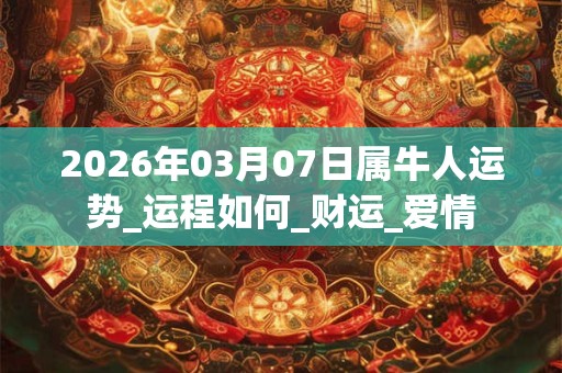 2026年03月07日属牛人运势_运程如何_财运_爱情