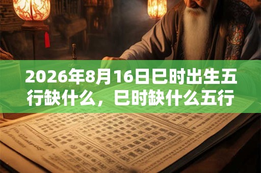 2026年8月16日巳时出生五行缺什么，巳时缺什么五行