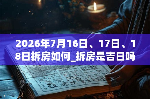 2026年7月16日、17日、18日拆房如何_拆房是吉日吗