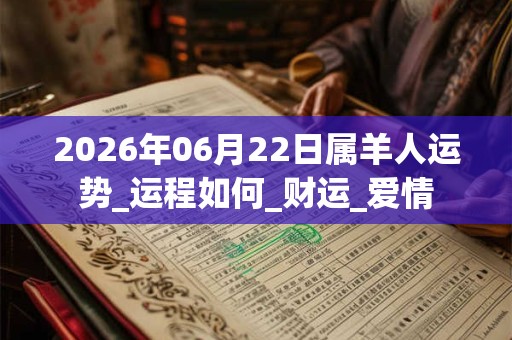 2026年06月22日属羊人运势_运程如何_财运_爱情 2026年06月22日属羊人运势_运程如何_财运_爱情