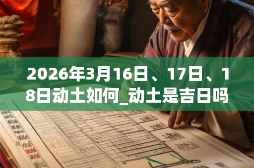 2026年3月16日、17日、18日动土如何_动土是吉日吗
