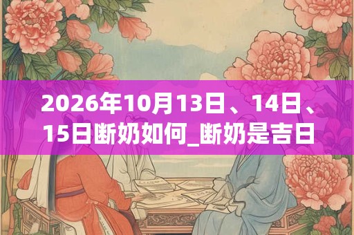 2026年10月13日、14日、15日断奶如何_断奶是吉日吗 2026年10月13日、14日、15日断奶如何_断奶是吉日吗