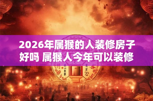 2026年属猴的人装修房子好吗 属猴人今年可以装修房屋吗