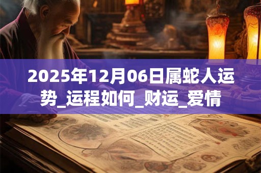2025年12月06日属蛇人运势_运程如何_财运_爱情