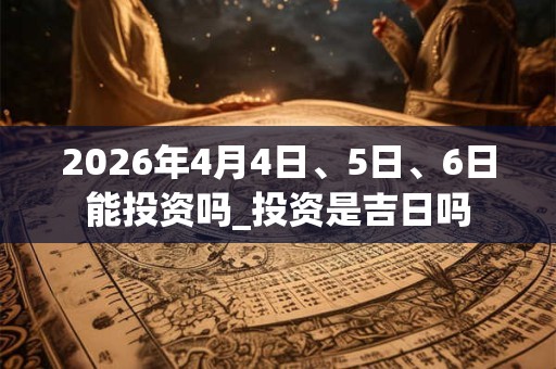 2026年4月4日、5日、6日能投资吗_投资是吉日吗