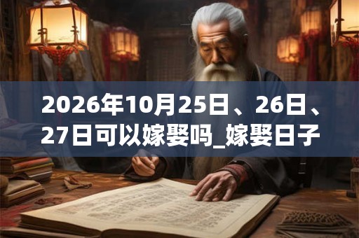 2026年10月25日、26日、27日可以嫁娶吗_嫁娶日子好吗