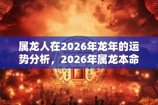属龙人在2026年龙年的运势分析，2026年属龙本命年戴什么？
