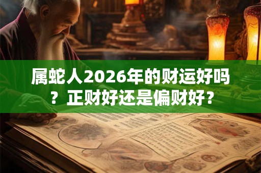 属蛇人2026年的财运好吗?正财好还是偏财好? 属蛇人2026年的财运好吗?正财好还是偏财好?