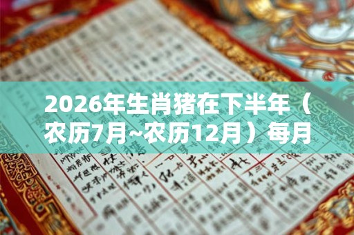 2026年生肖猪在下半年（农历7月~农历12月）每月运势解析！