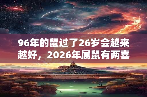 96年的鼠过了26岁会越来越好,2026年属鼠有两喜缠身 96年的鼠过了26岁会越来越好,2026年属鼠有两喜缠身