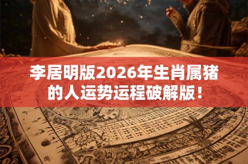 李居明版2026年生肖属猪的人运势运程破解版！