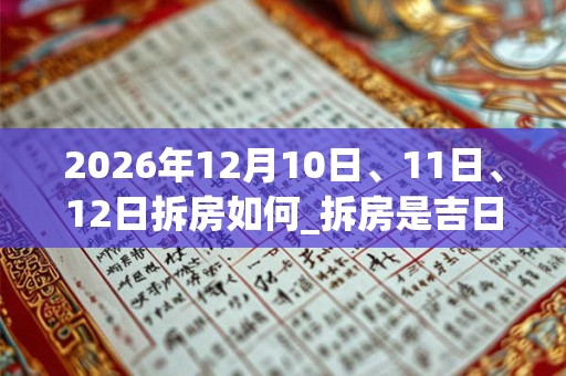 2026年12月10日、11日、12日拆房如何_拆房是吉日吗