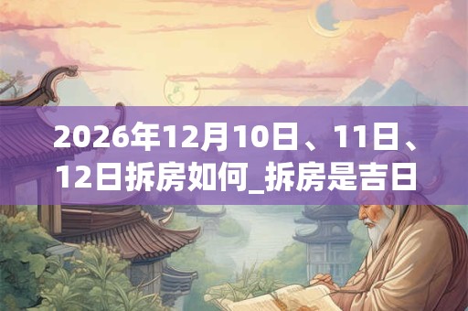 2026年12月10日、11日、12日拆房如何_拆房是吉日吗