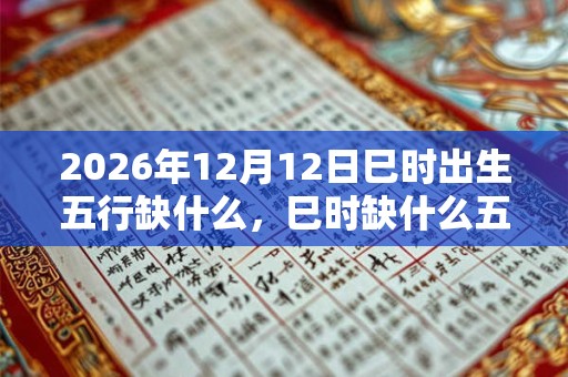 2026年12月12日巳时出生五行缺什么，巳时缺什么五行
