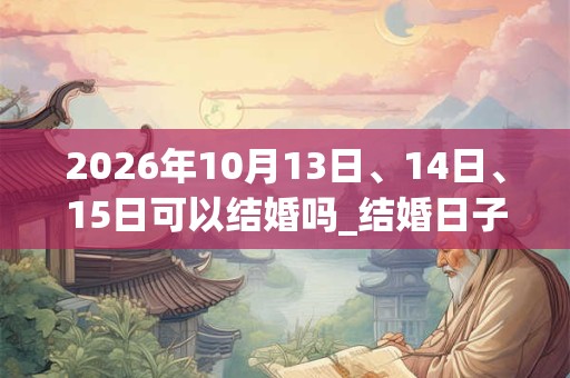 2026年10月13日、14日、15日可以结婚吗_结婚日子好吗