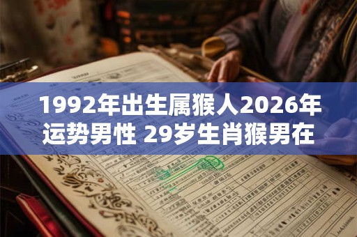 1992年出生属猴人2026年运势男性 29岁生肖猴男在2026年运气如何