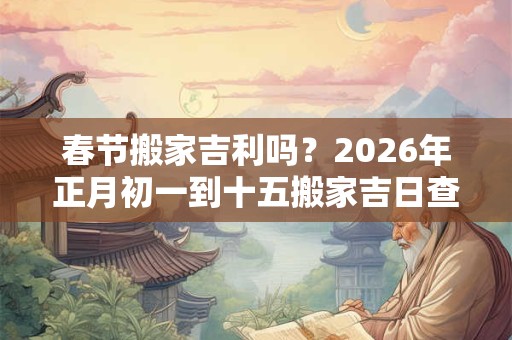 春节搬家吉利吗？2026年正月初一到十五搬家吉日查询