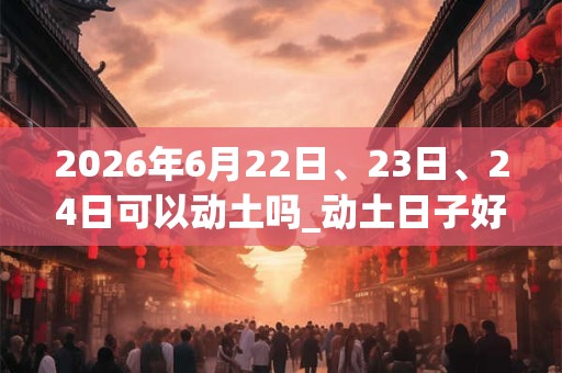 2026年6月22日、23日、24日可以动土吗_动土日子好吗 2026年6月22日、23日、24日可以动土吗_动土日子好吗