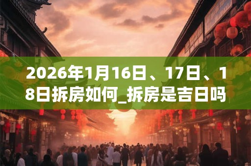 2026年1月16日、17日、18日拆房如何_拆房是吉日吗