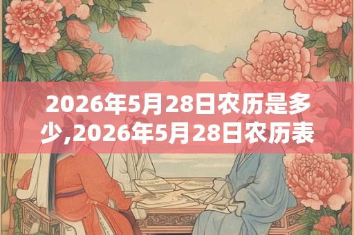 2026年5月28日农历是多少,2026年5月28日农历表