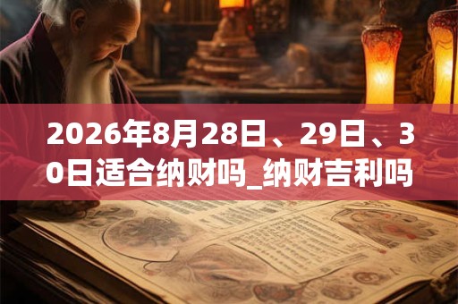 2026年8月28日、29日、30日适合纳财吗_纳财吉利吗