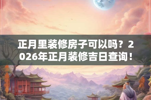 正月里装修房子可以吗？2026年正月装修吉日查询！