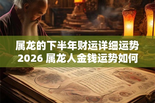 属龙的下半年财运详细运势2026 属龙人金钱运势如何