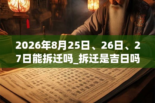 2026年8月25日、26日、27日能拆迁吗_拆迁是吉日吗
