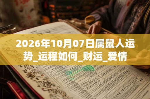 2026年10月07日属鼠人运势_运程如何_财运_爱情