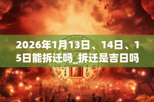 2026年1月13日、14日、15日能拆迁吗_拆迁是吉日吗