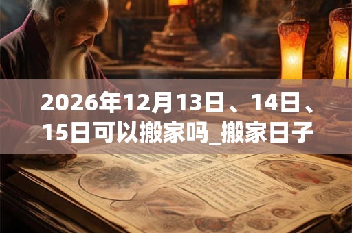 2026年12月13日、14日、15日可以搬家吗_搬家日子好吗