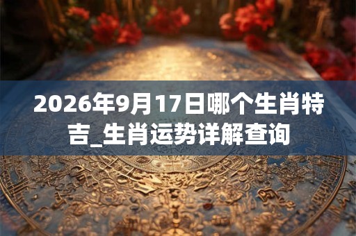 2026年9月17日哪个生肖特吉_生肖运势详解查询