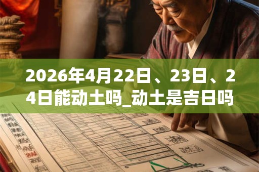 2026年4月22日、23日、24日能动土吗_动土是吉日吗
