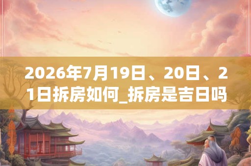 2026年7月19日、20日、21日拆房如何_拆房是吉日吗 2026年7月19日、20日、21日拆房如何_拆房是吉日吗