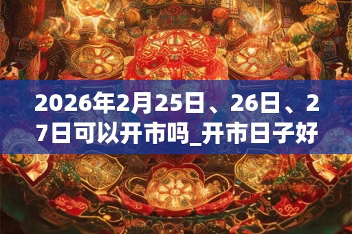 2026年2月25日、26日、27日可以开市吗_开市日子好吗 2026年2月25日、26日、27日可以开市吗_开市日子好吗