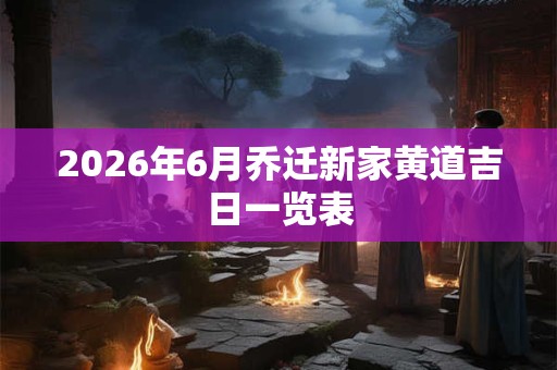 2026年6月乔迁新家黄道吉日一览表