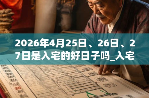 2026年4月25日、26日、27日是入宅的好日子吗_入宅可以吗