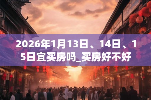 2026年1月13日、14日、15日宜买房吗_买房好不好