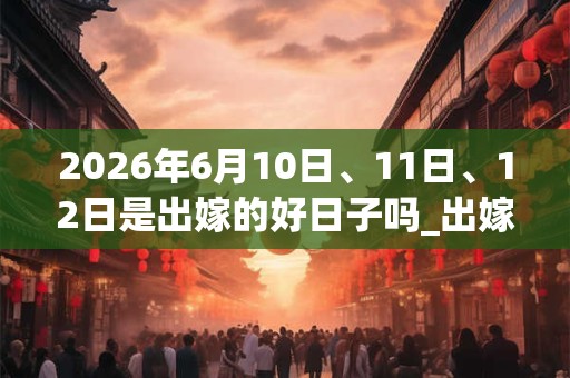 2026年6月10日、11日、12日是出嫁的好日子吗_出嫁可以吗