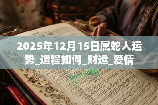 2025年12月15日属蛇人运势_运程如何_财运_爱情