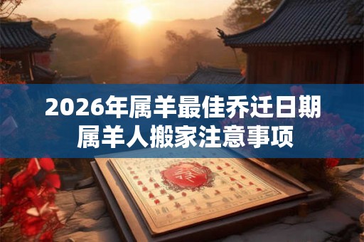 2026年属羊最佳乔迁日期 属羊人搬家注意事项