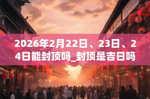 2026年2月22日、23日、24日能封顶吗_封顶是吉日吗