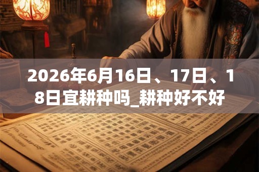 2026年6月16日、17日、18日宜耕种吗_耕种好不好