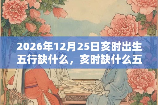 2026年12月25日亥时出生五行缺什么，亥时缺什么五行