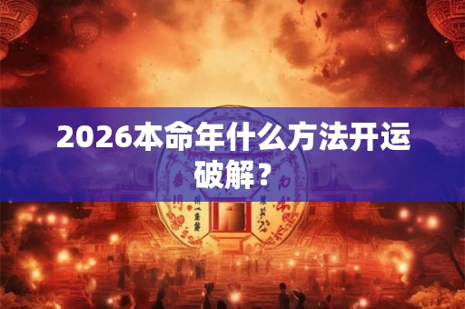 2026本命年什么方法开运破解？