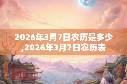 2026年3月7日农历是多少,2026年3月7日农历表