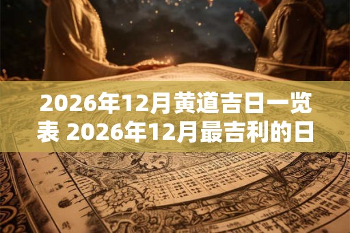 2026年12月黄道吉日一览表 2026年12月最吉利的日子