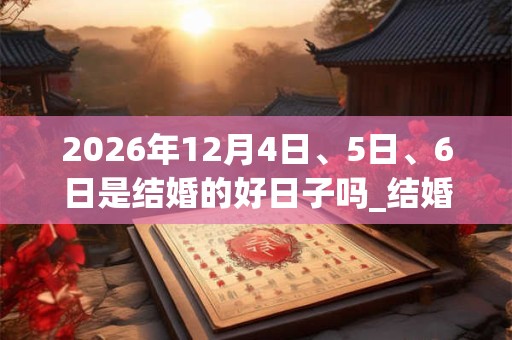 2026年12月4日、5日、6日是结婚的好日子吗_结婚可以吗