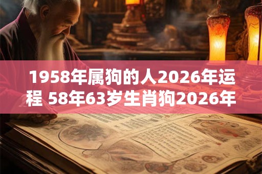 1958年属狗的人2026年运程 58年63岁生肖狗2026年运势